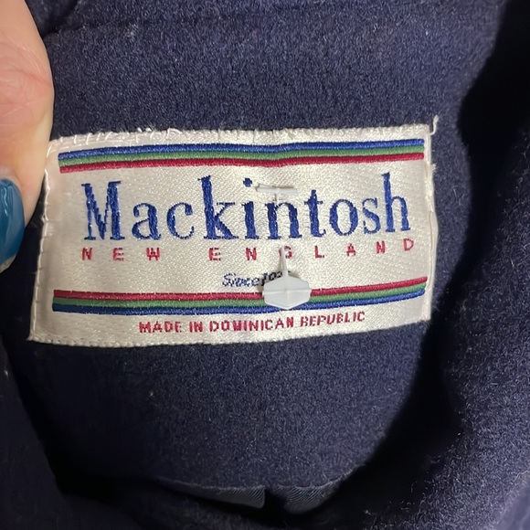 MACKINTOSH New England women’s 100% wool navy petite coat cape back collared 12P - Picture 10 of 15